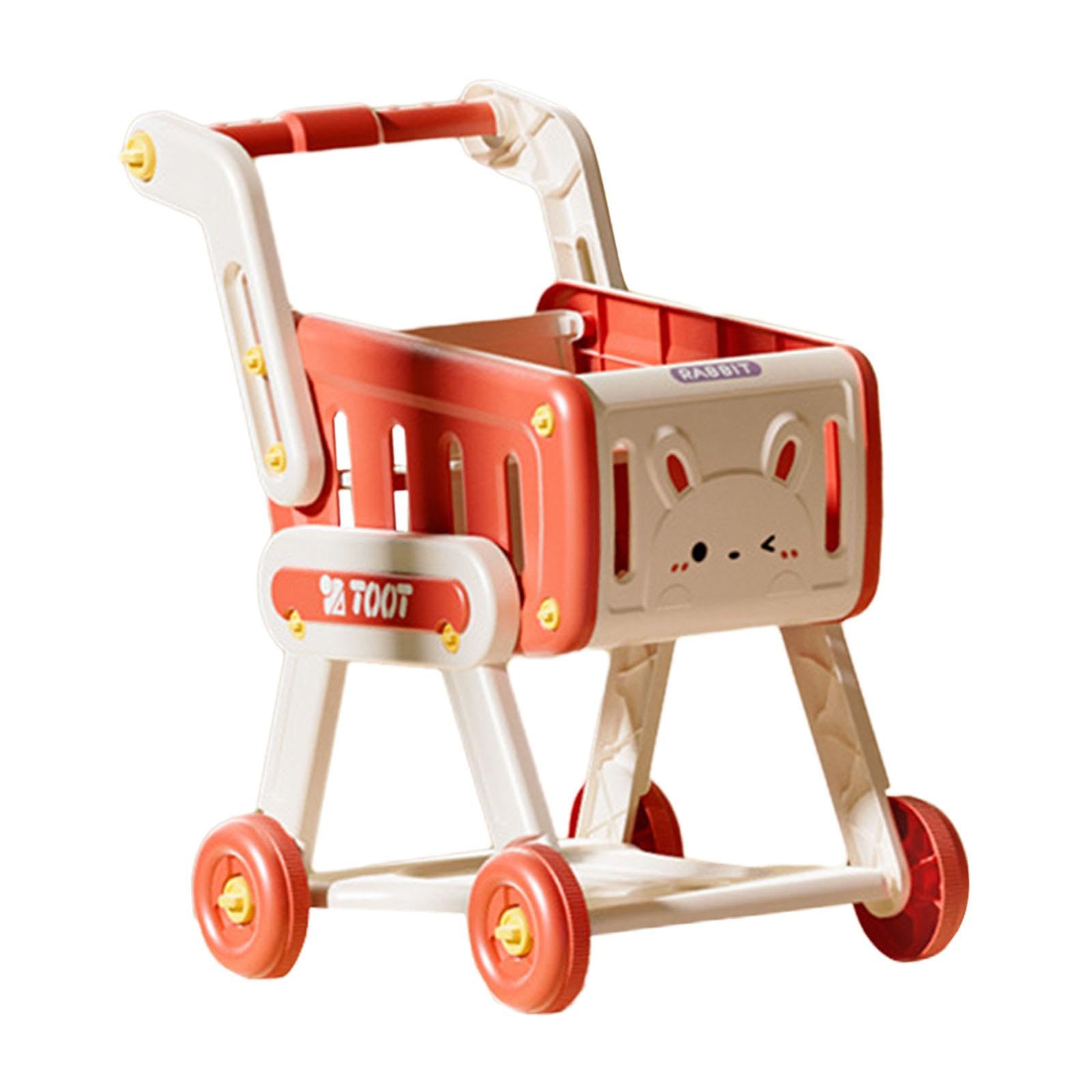 Carrello della Spesa per Bambini, Gioco di Ruolo, Carrello della Spesa Giocattolo, Carrello del Supermercato per Bambini E Bambine, Rosso
