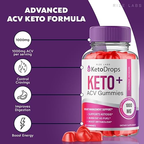 Miniatura 5 de Paquete de 2 gomitas Keto Drops ACV, gotas Keto para pérdida de peso, oficiales, gotas Keto ACV Ketosis, Keto Drops Keto + Gomitas ACV, Gomitas