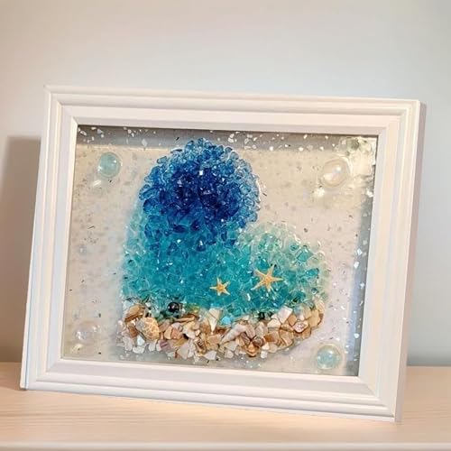 Sea Glass Art Kit, Mosaic Glass Photo Frame Set 9.5x7.5