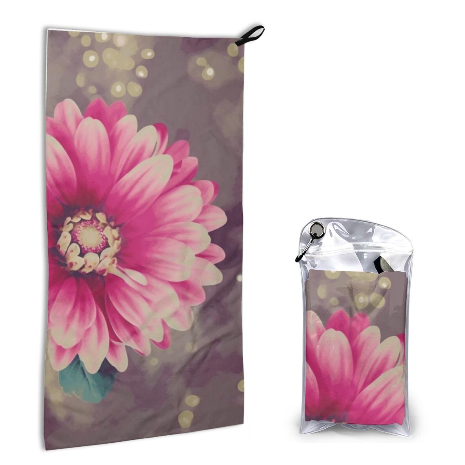 BWWHCCTI Quick Dry Hand Towel With Bag - Beautiful Flower Printed Super Absorbent Face Cloth Microfiber Travel Sports Towels 40x80cm