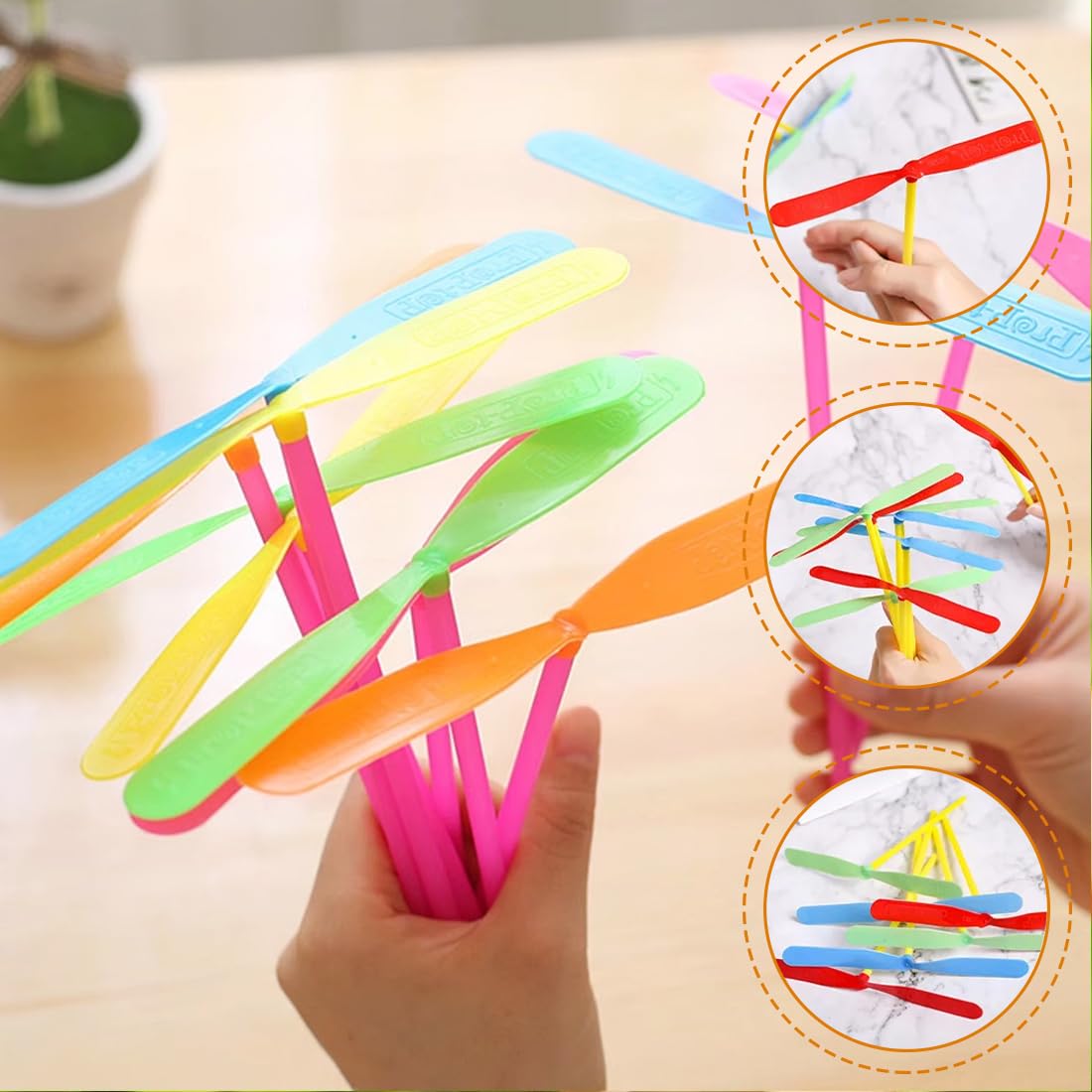 ZYBHMJE 15 Pcs Flying Dragonfly Dragonfly Hand Rub Propeller Flying Helicopter Great Party Favors Outdoor Flying Dragonfly for Kids Random Color - Image 3