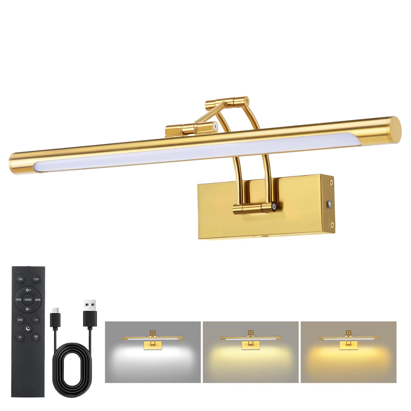 Lampes murales rechargeables en laiton sans fil 8000 mAh 40 cm