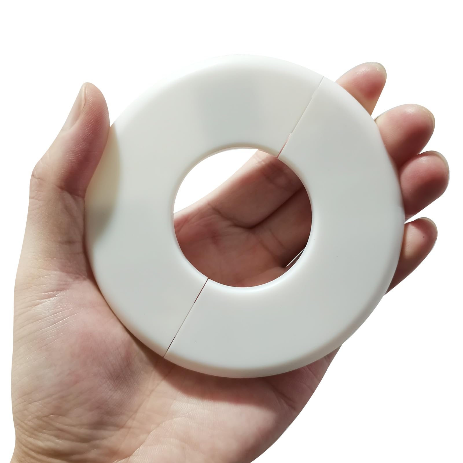 QUARKZMAN 2Pcs Wall Split Flange 44mm/1.7" Autoadesivo Piastre Di Copertura Idrauliche ABS Plastica Piastra Scutetto Rotonda Design A Fibbia Per Tubi Acqua Decorazione Bagno Cucina Bianco