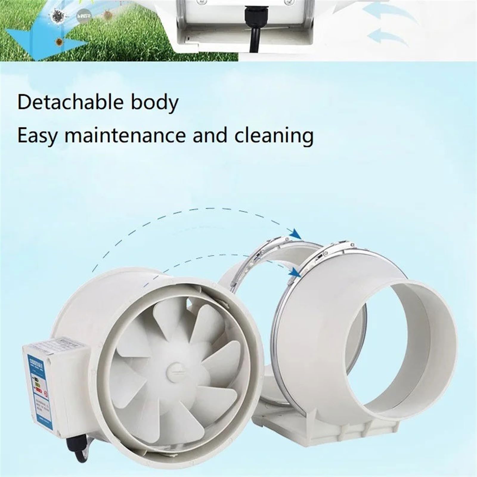 Ventilador Extractor de aire de 6 pulgadas y 220V for el hogar, conducto de tubería en línea silencioso, Extractor de ventilación for baño, cocina, inodoro, ventilador de aire de pared Cuarto de baño