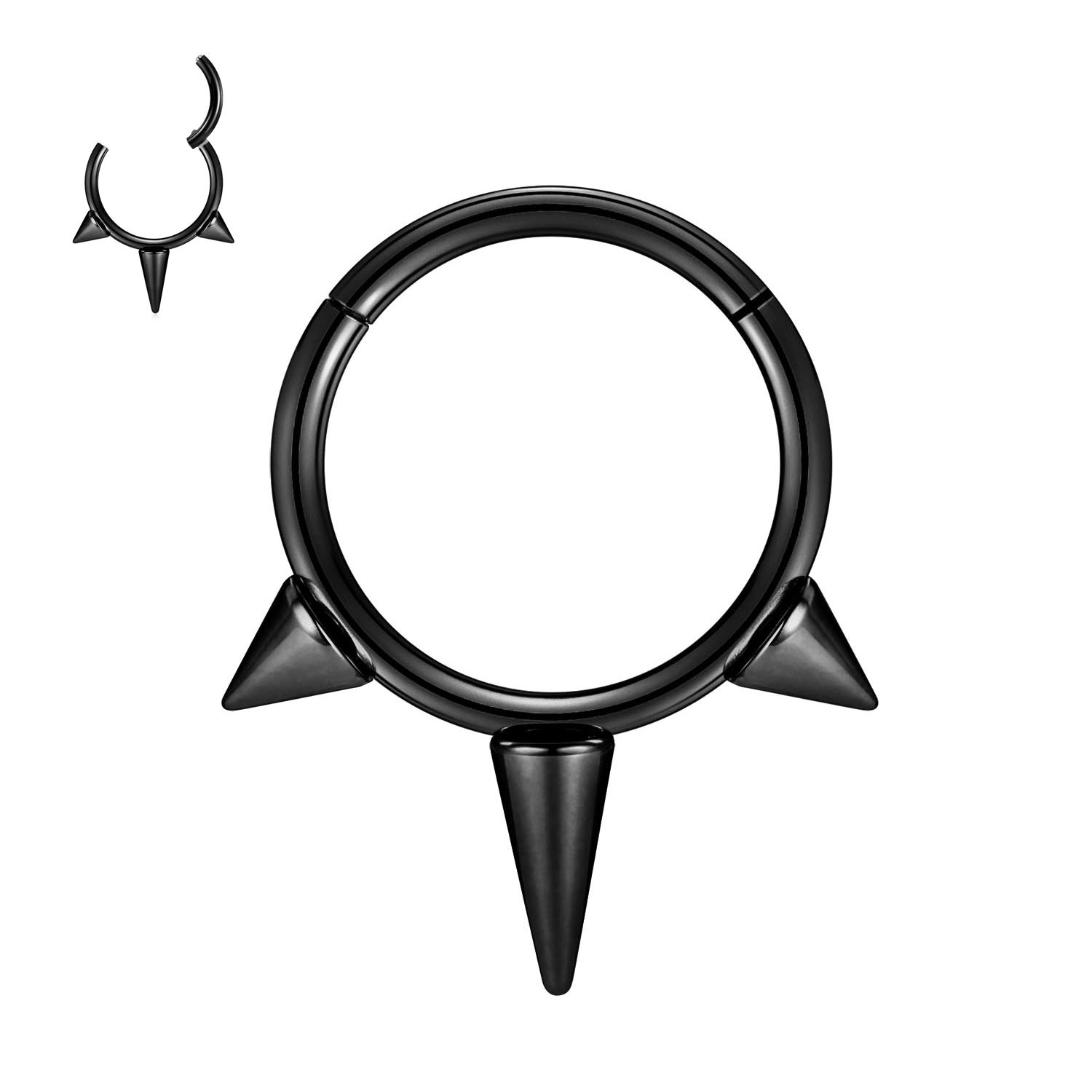 AROWRO 16G Stainless Steel Septum Clicker Daith Earrings Daith Rook Tragus Helix Cartilage Lobe Septum Piercing Jewelry Snake/Pyramid/Arrow/Star Design Hinged Segment Ring — view 25