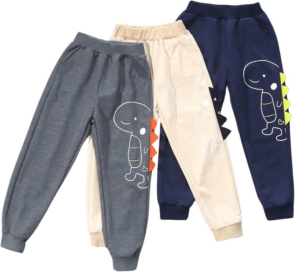 WDIRARA Boy's 3 Pieces Cartoon Cute Print Sweatpants Elastic Waist