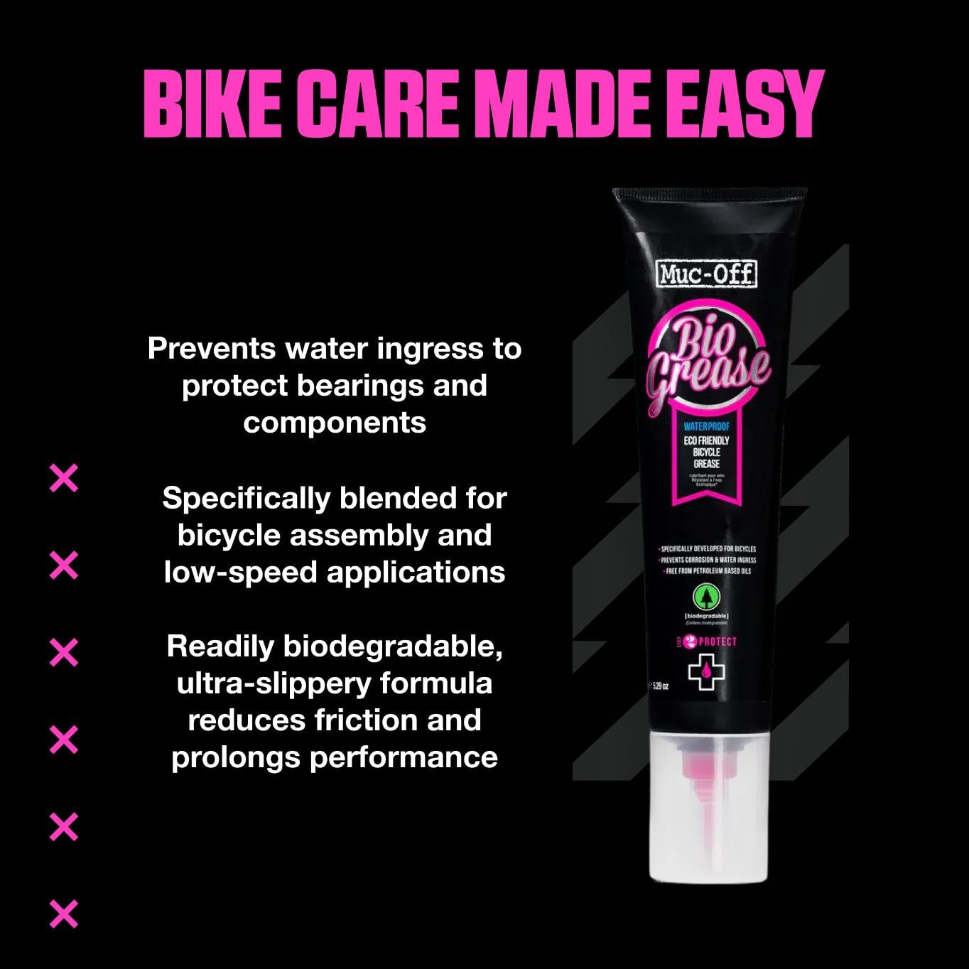 Muc-Off Bio Grease, 150 Grammi - Grasso Bici Impermeabile, per Assemblaggio di Biciclette - Grasso per Bicicletta, Riduce l'Attrito delle Parti Mobili