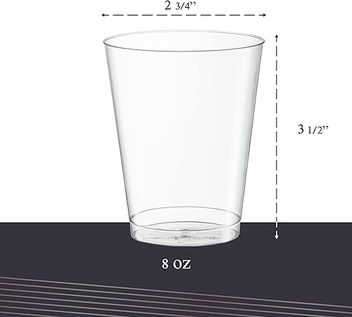 Miniatura 3 de PLASTICPRO Vasos desechables de plástico transparente de 8 onzas para fiestas y bodas paquete de 50
