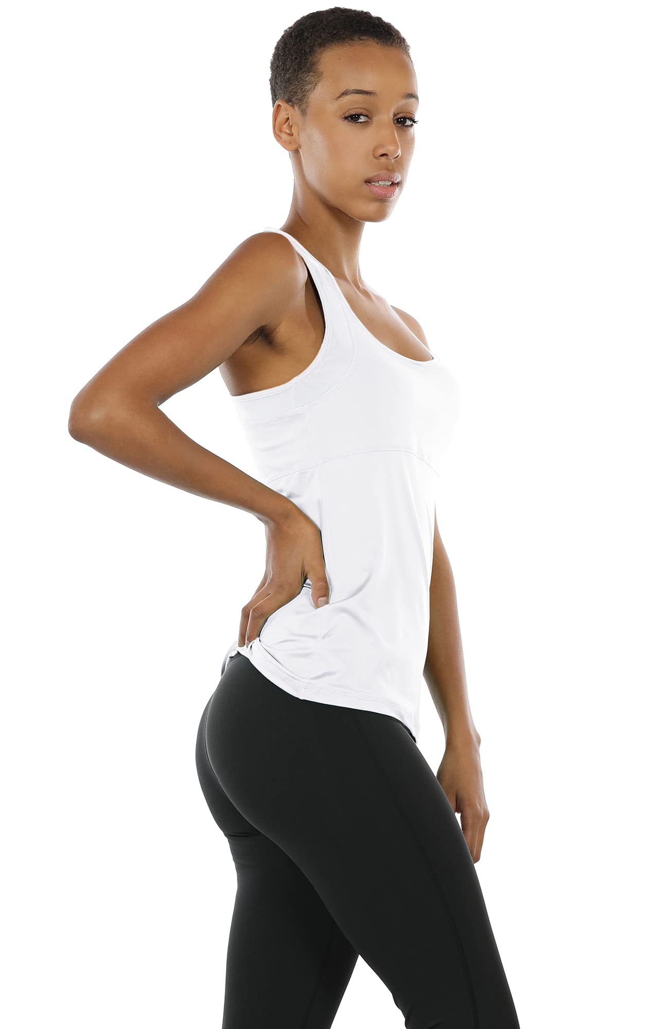icyzone Top de Yoga para Mujer con Sujetador Integrado y Espalda de Tirantes Cruzados