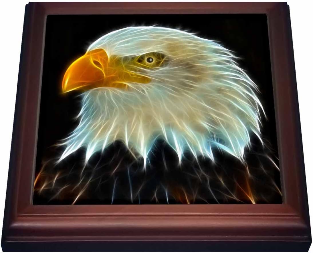 3dRose Fractal Color Outlined Bald Eagle-Trivet with Ceramic Tile, 8" x 8", Brown