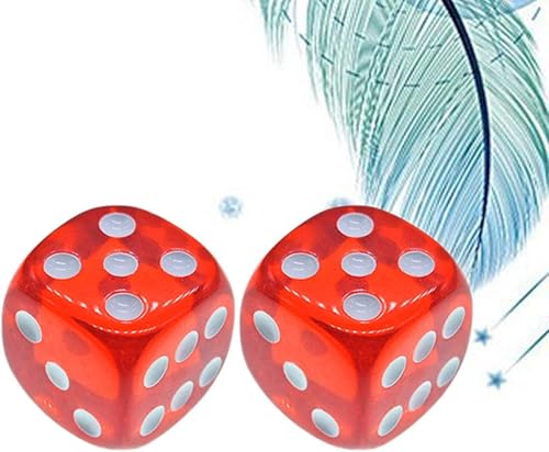 Miniatura 5 de NUOBESTY Juego de 4 dados de 6 caras de colores translúcidos, esquinas redondeadas con bolsa negra para juegos de mesa, aula, enseñanza, rojo