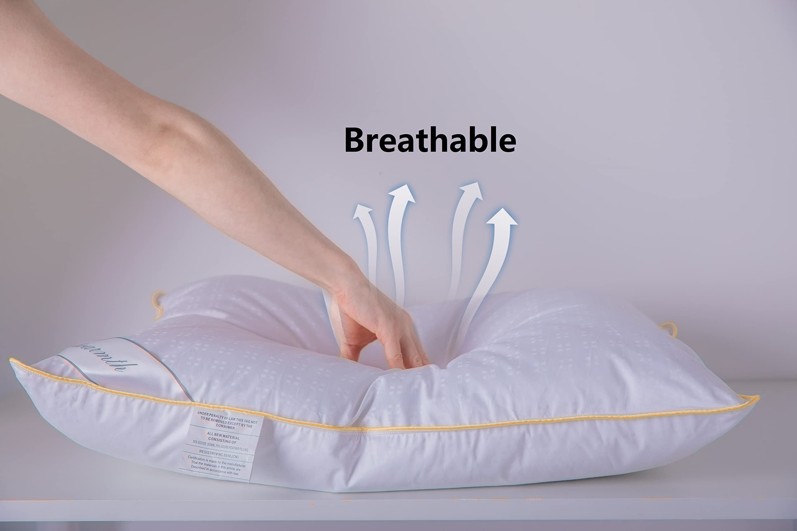 Cuscino In Piuma D'Oca Queen Size 50,8x76,2 Cm – Federa 100% Cotone 500 Fili, Morbido E Silenzioso, Ideale Per Un Sonno Confortevole Come Nei Migliori Hotel.