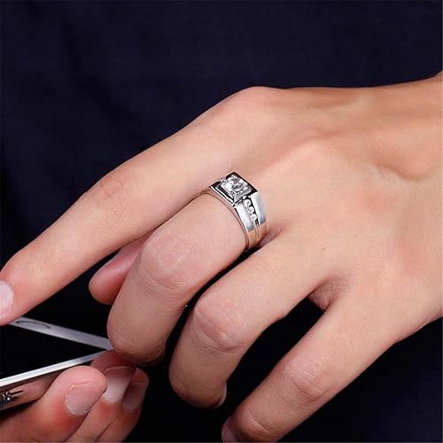Miniatura 6 de LOVERSRING Juego de anillos para parejas, para novias, chapado en oro blanco de 10 quilates, circonita blanca AAA, anillo de compromiso