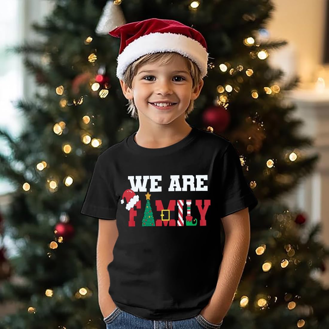 Family Christmas Shirts Merry Christmas Matching Outfits Xmas Graphic Tees Holiday Short Sleeve Tops - Image 2