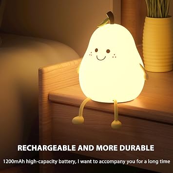 VALINK LED Children Night Light, Cute smile pear-shape Night Light Soft Silicone Night Light with Touch Sensor 7 colors bedside lamp bedroom decoration night light girl gift