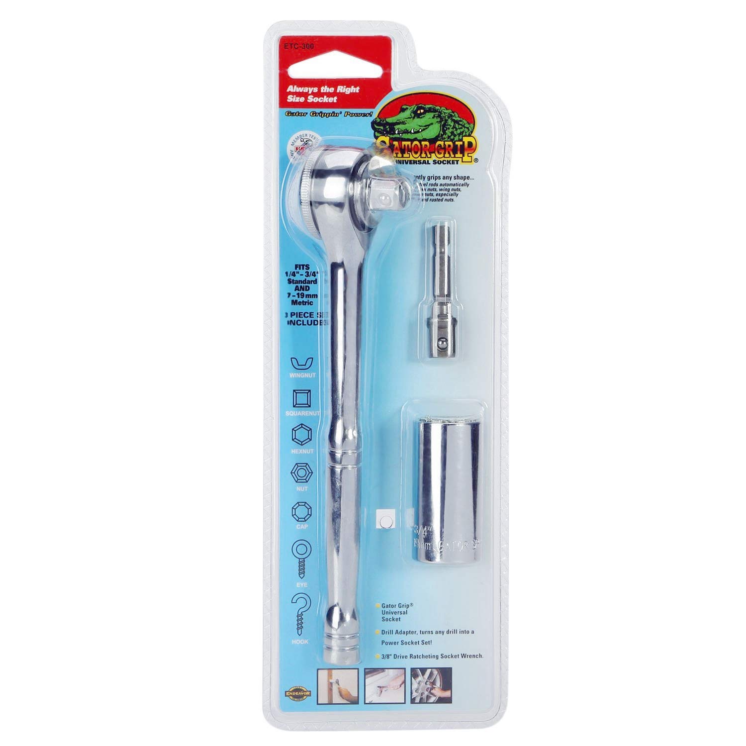 GATOR GRIP 7-19mm Multi-Function Hand Tools Universal Socket with Smooth Handle