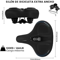 TONBUX extra nagy kerékpárnyereg vízálló, légáteresztő, ergonomikus, MTB Citybike országúti és e-bike kerékpárhoz, fekete kék peremmel 5