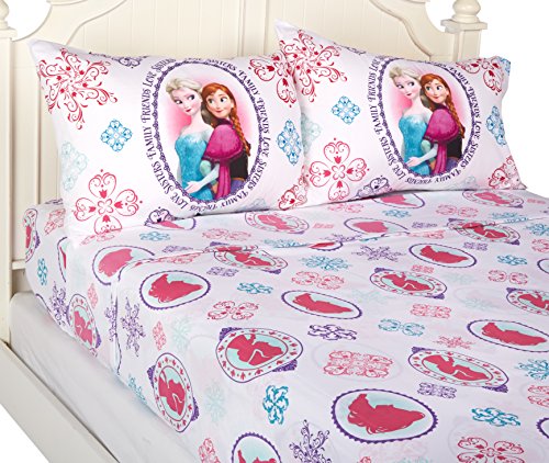 Disney Frozen Anna and Elsa Snowflake Sheet Set, Full
