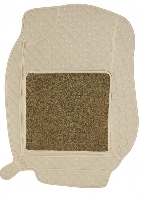 Image of SINEX Premium 7D car mat Full Set for MG Windsor EV Luxury Leather Double Car Floor Mat Complete Set || 100% Waterproof and Washable Color : Beige