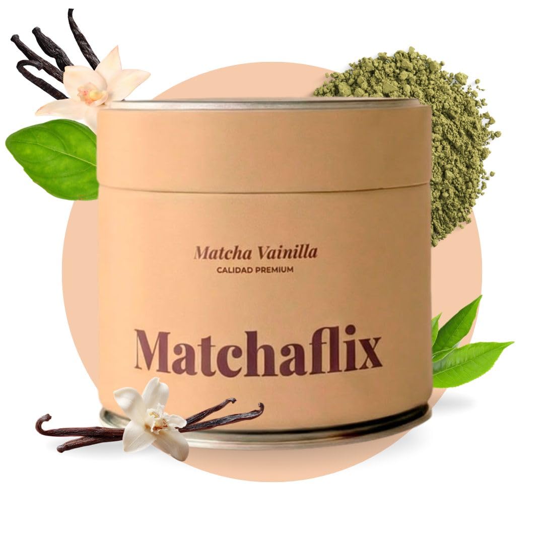 Matchaflix | Té Matcha Premium Sabor Vainilla (100 Gramos) | Té Instantáneo | Healthy | Green Drink