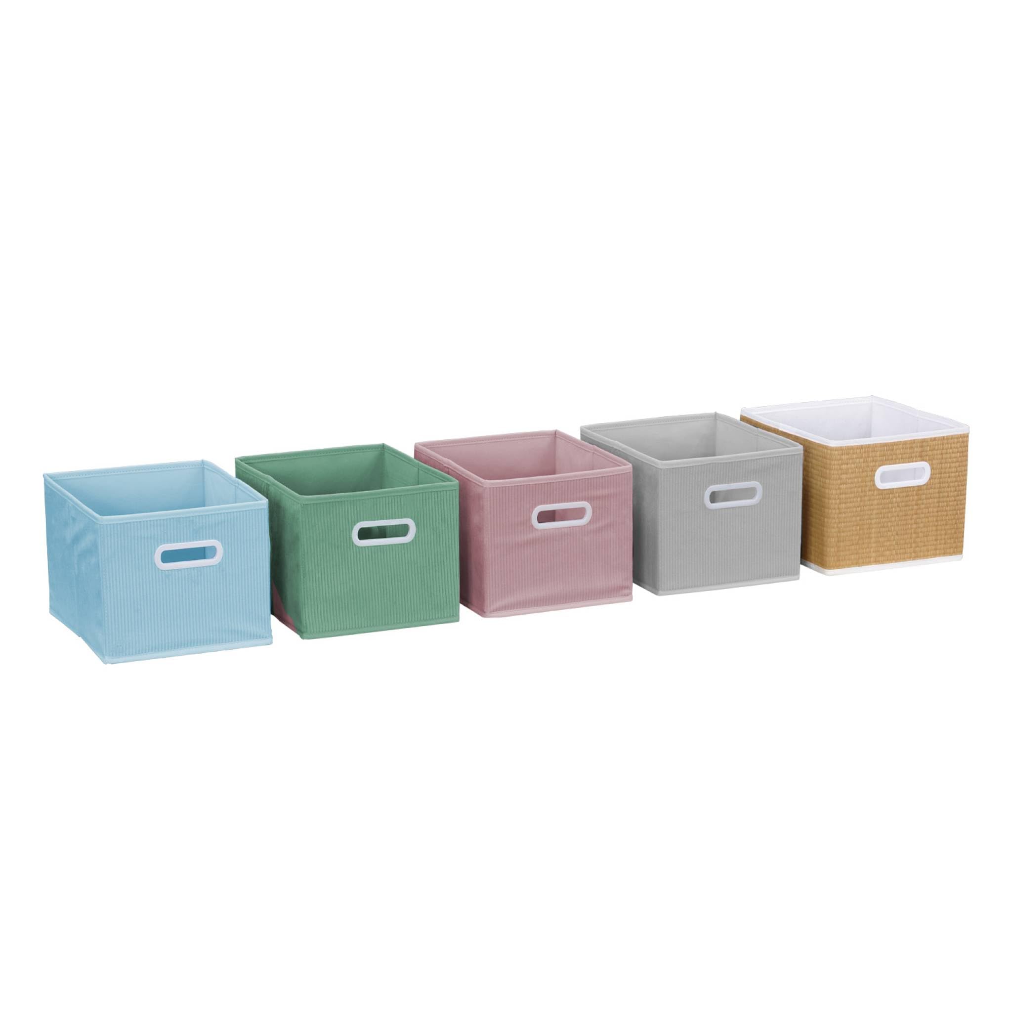 Libreria per bambini con 6 cestini in velluto, Camille, Blu, 129.5x76.2x70 cm