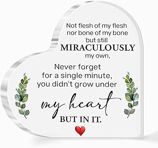 Bonus Daughter Plaque Gift,Not Flesh of My Flesh Nor Bone of My Bone Sign,Gifts for Bonus Daughter Birthday,Bonus Daughter Acrylic Heart Plaque A485