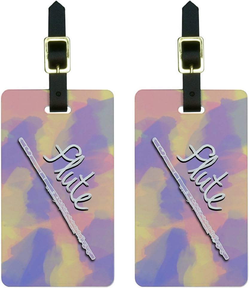 Flute - Musical Instrument Music Woodwind Luggage Tags Suitcase ID Set of 2