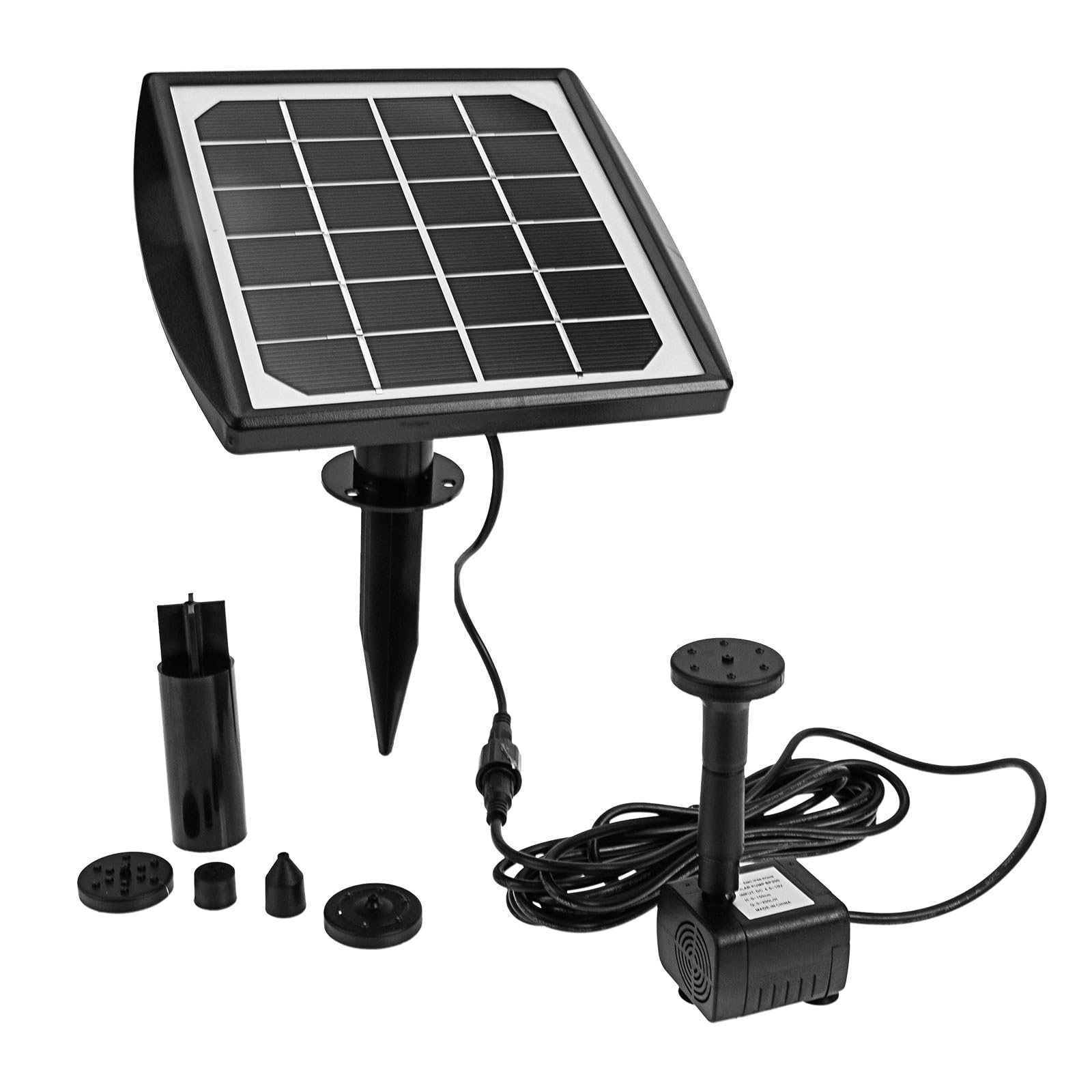 Solarbrunnen für Garten und Innenhof ABS Material Schwarz Automatisch Betrieben Wasserspiele für Landschaftsgestaltung