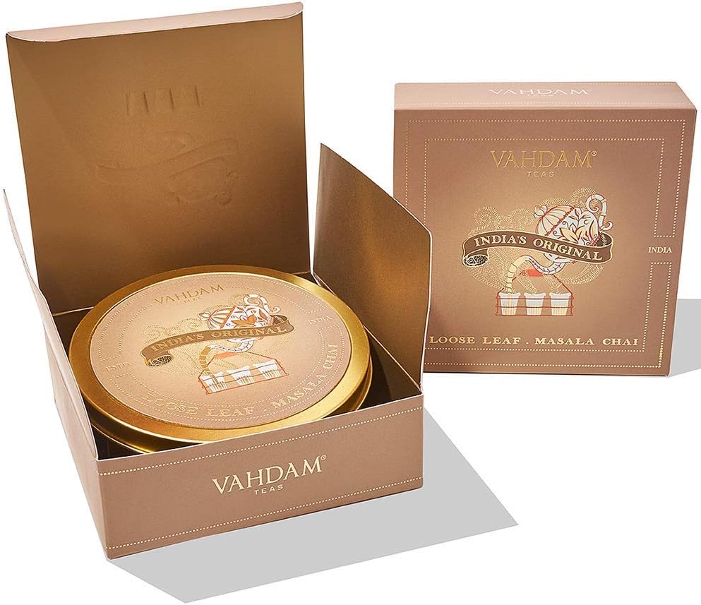 VAHDAM, Original Masala Chai Tea Gift Sets (50 g) Brews 25+ Cups | Pure Green Tea, Gluten Free & Non GMO | Packed in Premium Tin Caddy | Direct from Source | Gifts for Women & Men