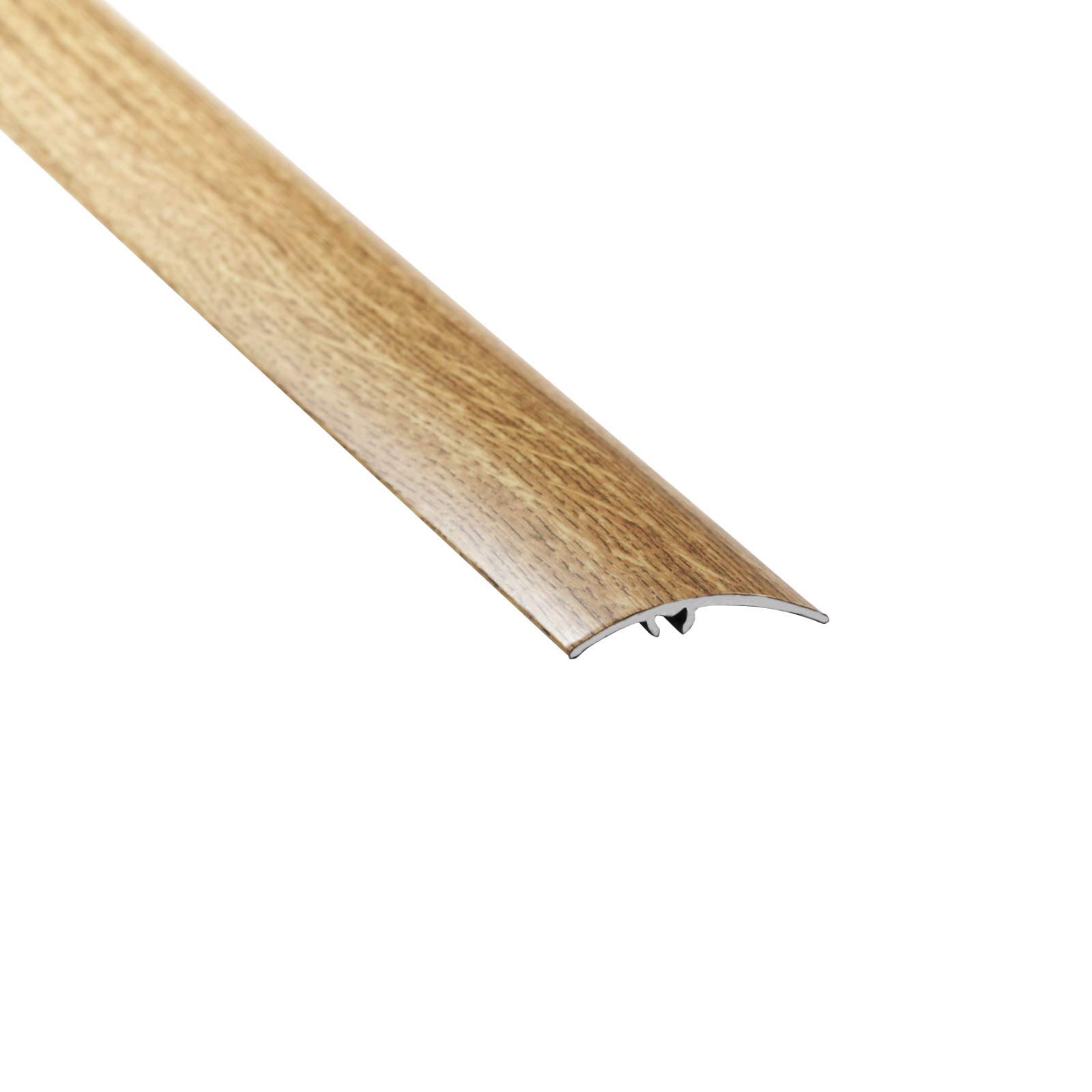 Aluminium Wood Effect Transition Strip Carpet Cover 47x930mm (3.05ft) Door Floor Threshold 5in1 Installation TMW Profiles (Natural Oak)