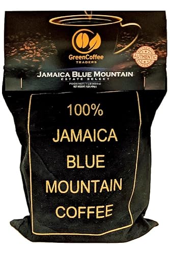 Green Coffee Traders 1 libra. Café tostado Jamaica Jamaica Blue Mountain 100% - Tostado ciudad, bolsa de 1 libra