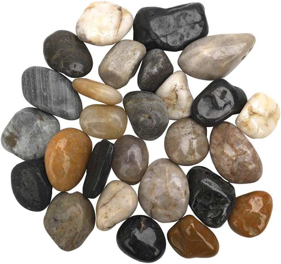 vensovo 18 Pounds Mixed Color Stones - Large Aquarium Rocks, Natural Polished Decorative Pebbles, Aquarium Gravel for Fish Tank, Plants,…