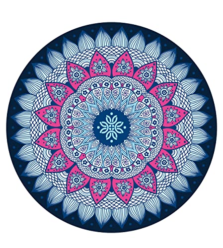 LERYG Pilates Oversize Yoga Mat - Suede Rubber Non-Slip 140cm Dia Exercise & Meditation Mat for Home & Outdoor (Sun & Flower)