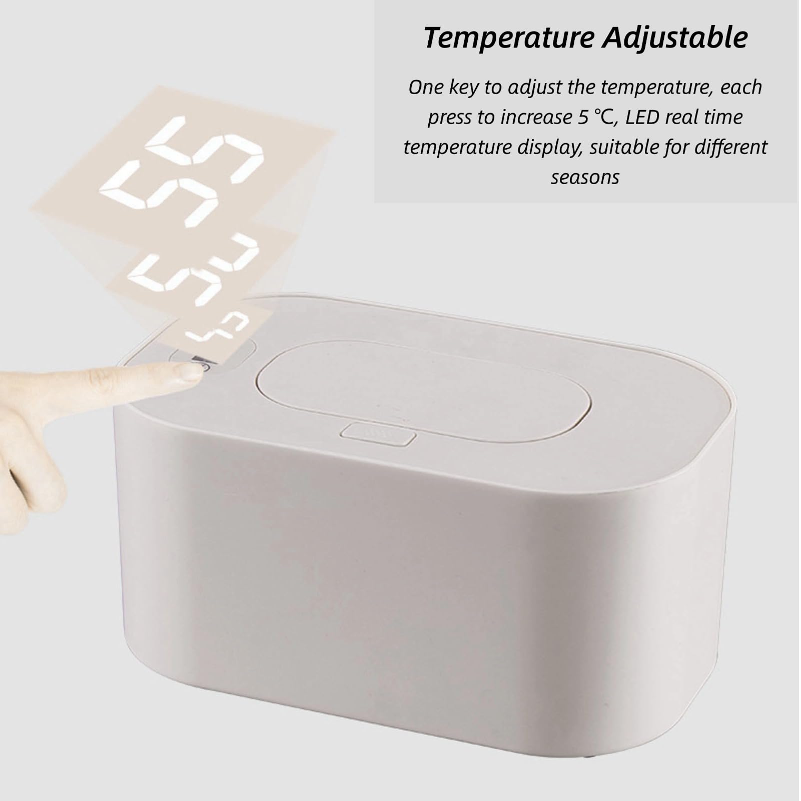 Scalda Salviette Umidificate di Grande capacità con Schermo LED, Riscaldamento Superiore, Temperatura Uniforme, Temperatura Regolabile, Dispenser di Salviette Riscaldate, per