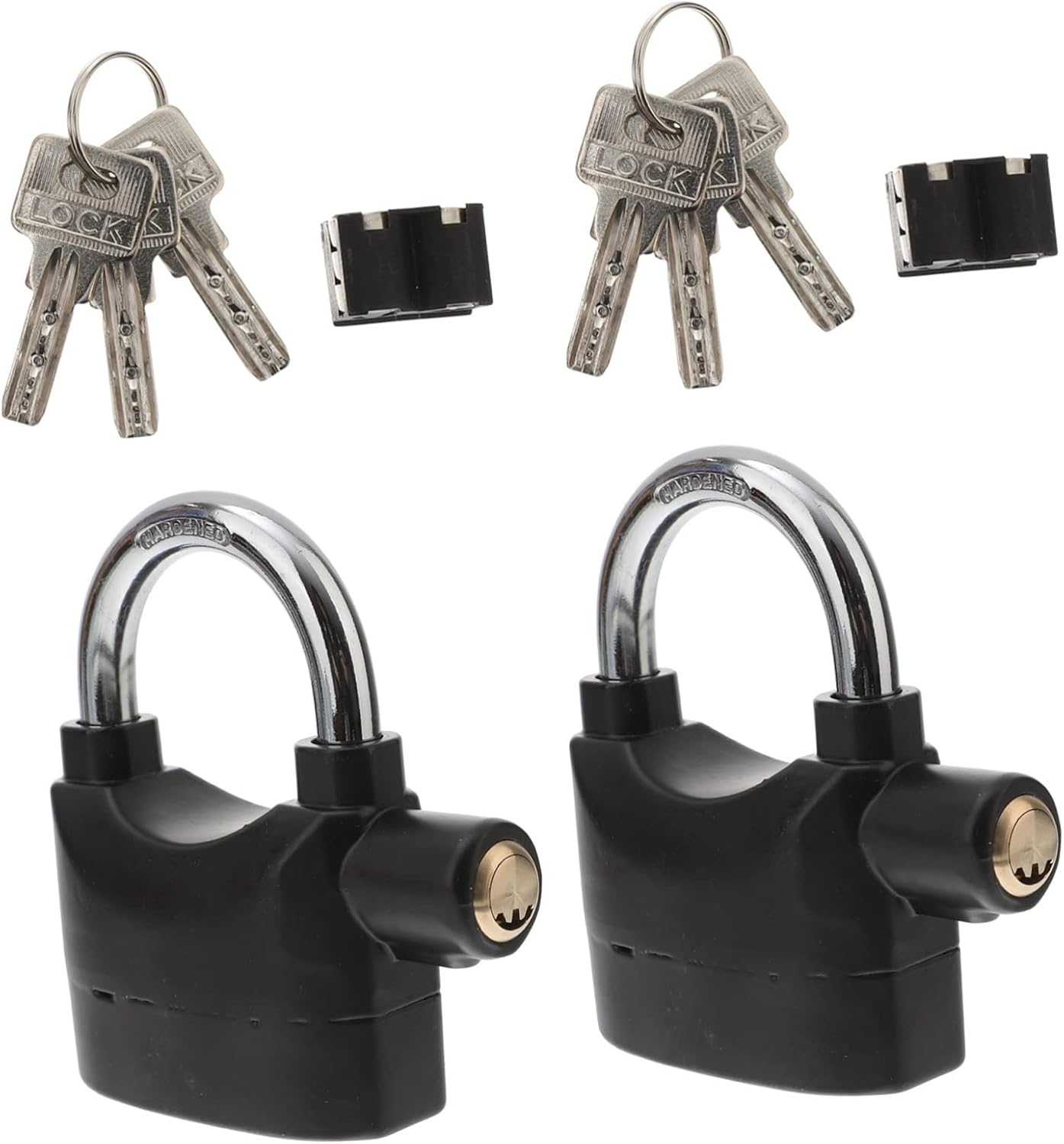 Happyyami 2pcs U-Shape Bike Theft Lock Alarm Weatherproof Bike Lock Chain Padlock Key for Outdoor Motorcycles