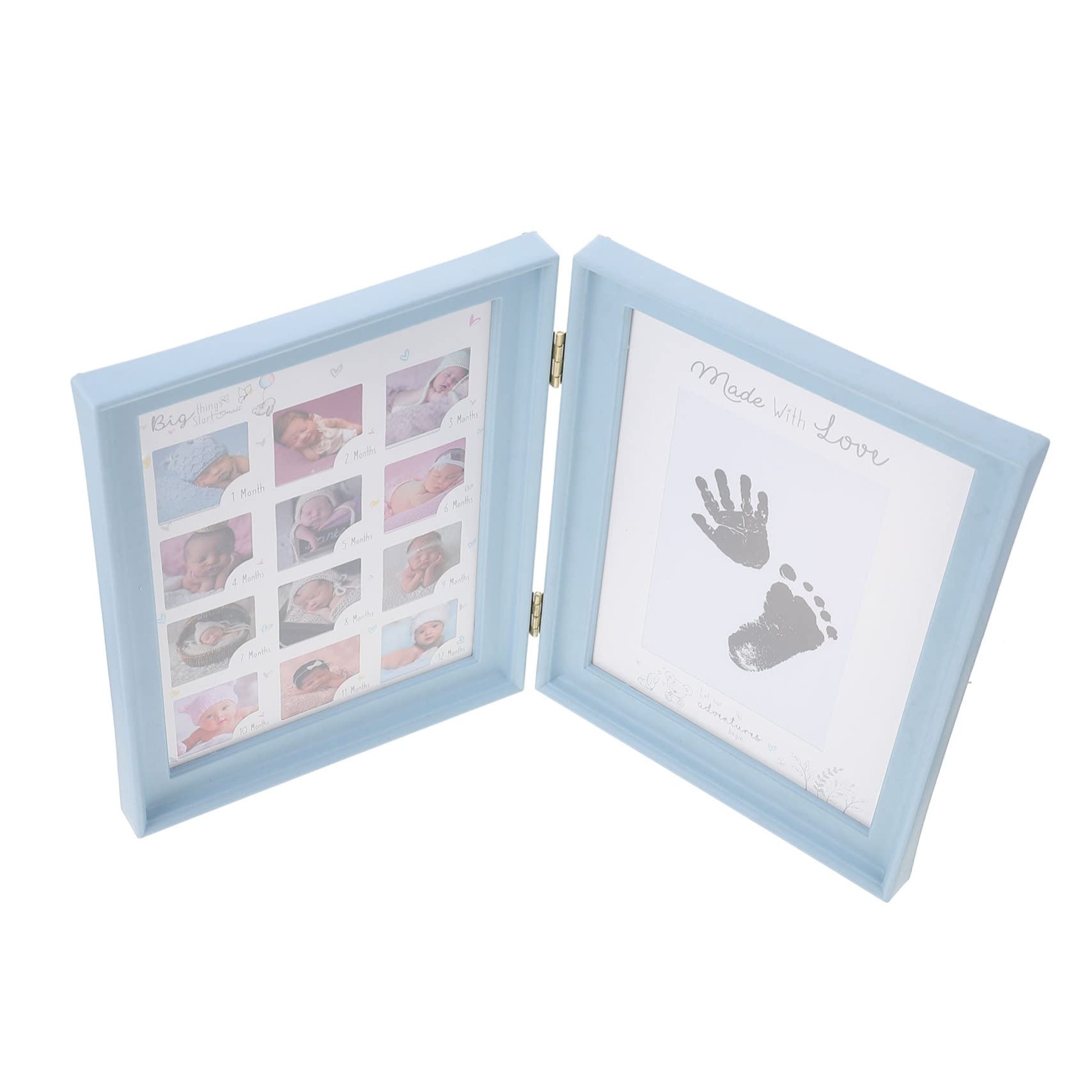 IWOWHERO Newborn Photo Frame Baby Footprint Growth Frame Desktop Sky Blue Unique Baby Shower Present