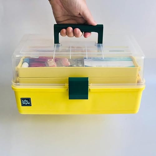 Miniatura 6 de Anbestor Caja de almacenamiento portátil de plástico de 3 capas, organizador multiusos y estuche de almacenamiento para manualidades y cosméticos,