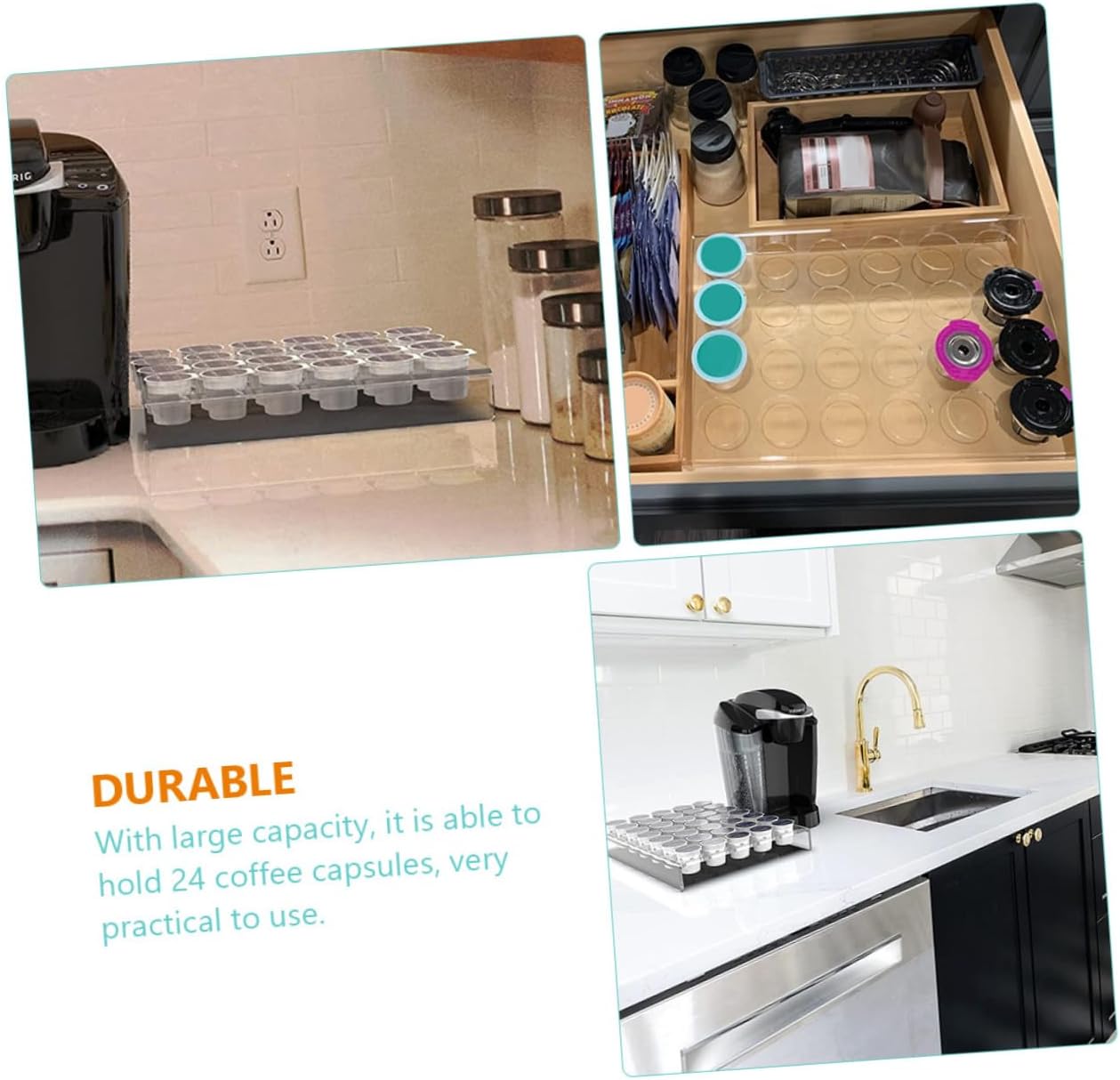 24holes Pod Holder Rack Capsule Coffee Storage Holder Acrylic Coffee Display Rack for Kitchen Espresso Machine