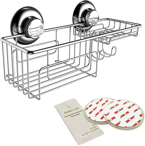 Combo Caddy Combo Shower Caddy Organizador de ventosa al vacío Soporte de metal cesta de champú jabonera con ganchos bronce baño cocina accesorio de