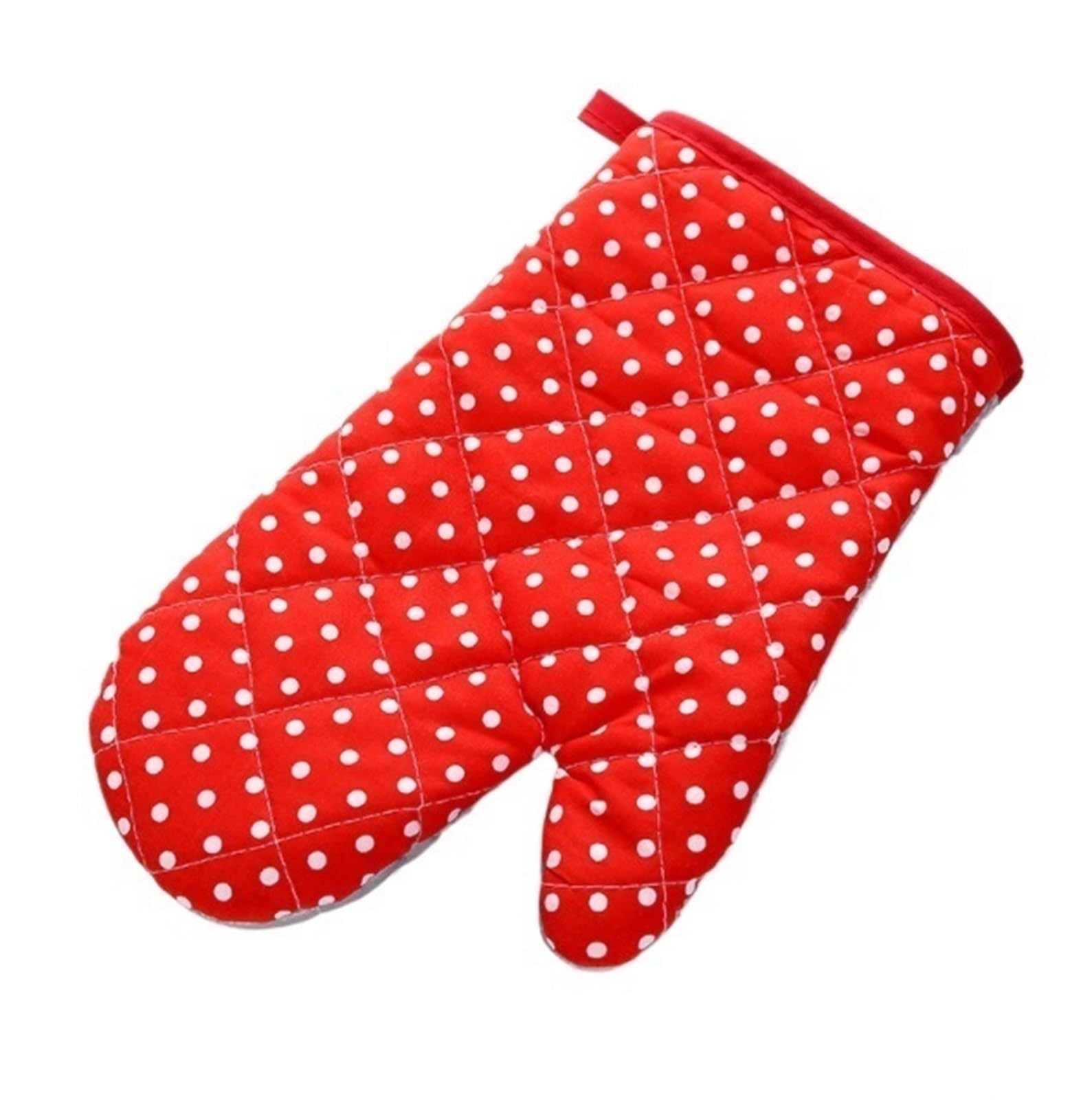 Rękawice Kuchenne, 1 Para Żaroodpornych Rękawic Kuchennych Odporne Na Ciepło Bawełniane Rękawiczki Do Gotowania I Pieczenia Pieczenia(Red-Small Dot)