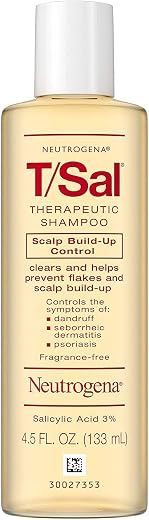 Neutrogena T/Sal Shampoo Therapeutic Scalp Build-Up Control Maximum Strength 4.5 Oz (Pack of 2)