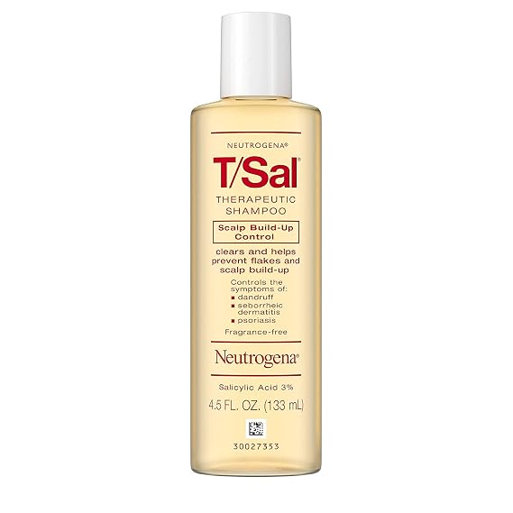 Neutrogena T/Sal Therapeutic Shampoo for Scalp Build-Up Control with Salicylic Acid, Scalp Treatment for Dandruff, Scalp Psoriasis & Seborrheic Dermatitis Relief, 4.5 fl. oz (Pack of 2)