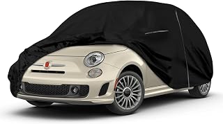 Waterproof Car Cover Replace for Fiat 500 / 500C / 500E Abarth Turbo Sport Lounge Pop 2007-2022, 210T All Weather Classic Car Covers with Zipper Door & Lock for Snow Rain Protection