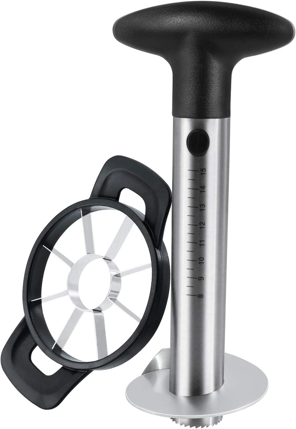 Newness Pineapple Corer and Slicer Tool, Robust Pineapple Core Remover with Upgraded Cutter & Reinforced Thicker Blade, Stainless Steel Kitchen Fruit Gadget for Diced Pineapple Rings (Black)