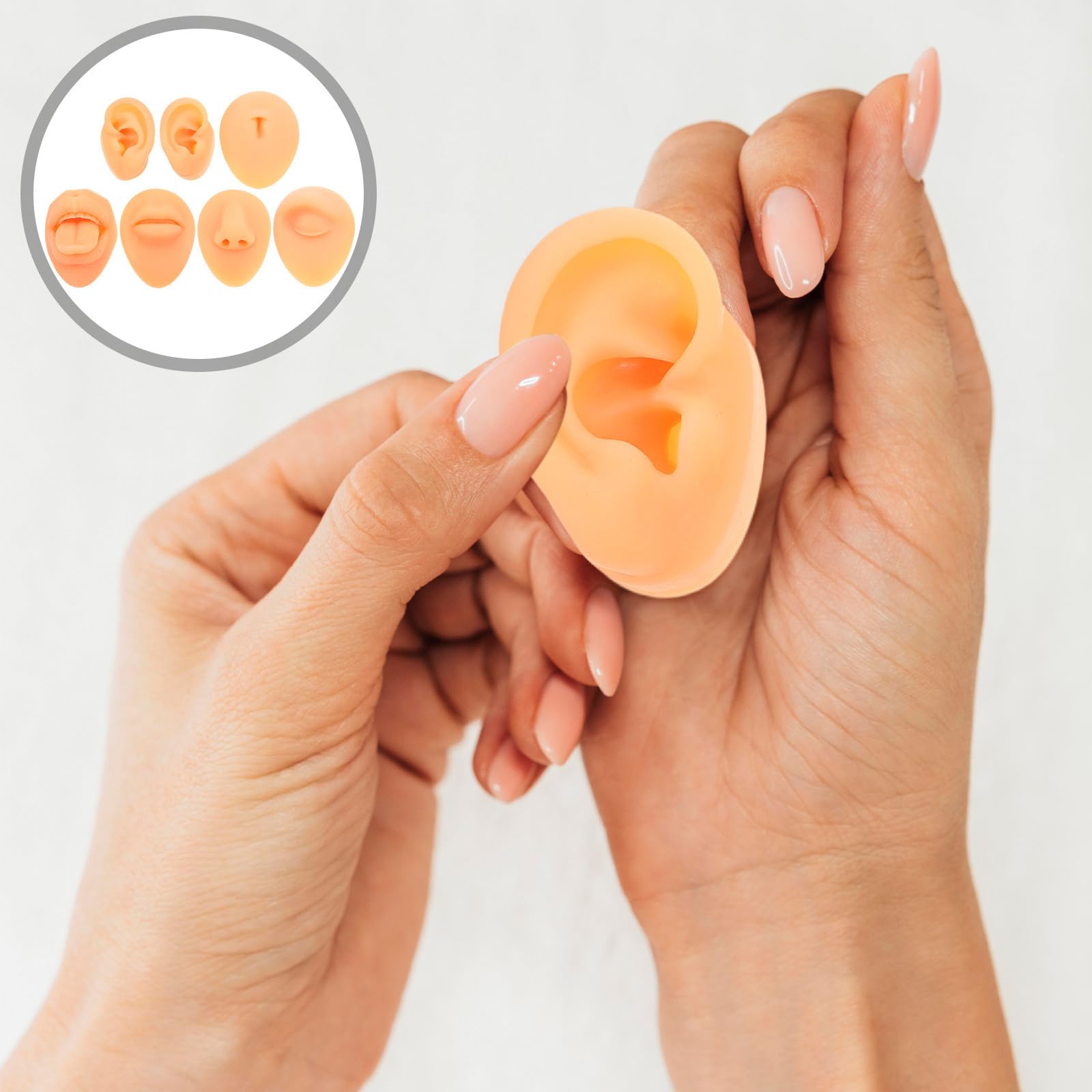 Healvian Set e Uso Personale per Saloni di Bellezza Realistico in Silicone Flessibile e Facile da Pulire per Pratica Piercing Orecchie Naso Bocca e Lingua