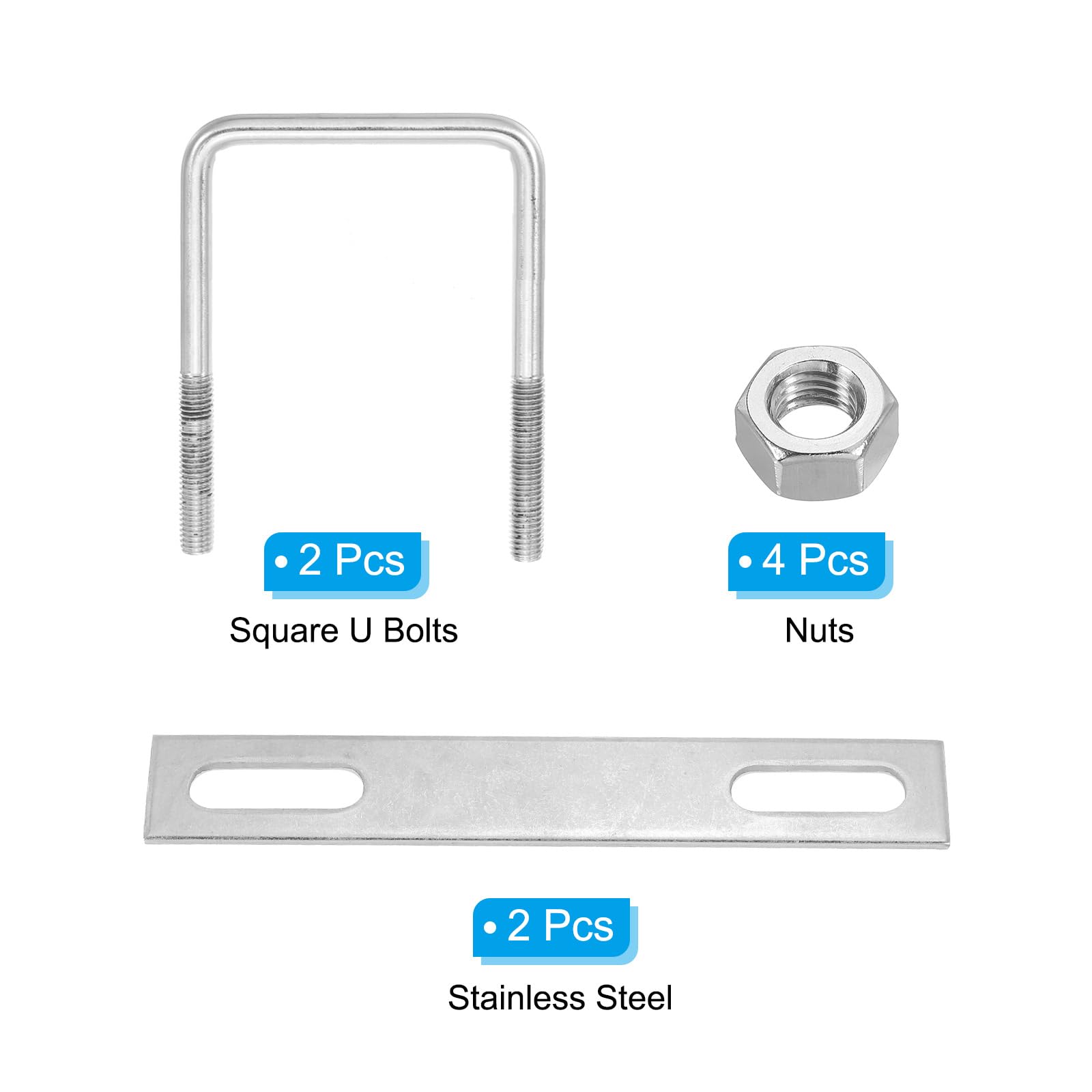 PATIKIL M10x80x100mm Square U-Bolts Kit - Image 3