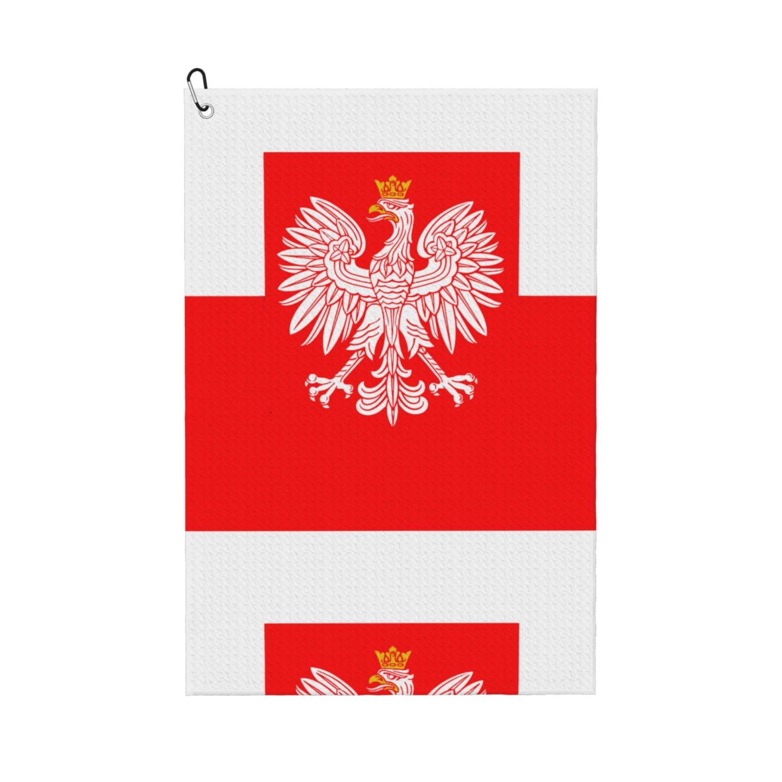 peiyeety Poland Royal Ea-Gle Flag Microfiber Golf Towel with Carabiner Clip, 16x24 Inch Absorbent Waffle Weave Towel for Golf Bags