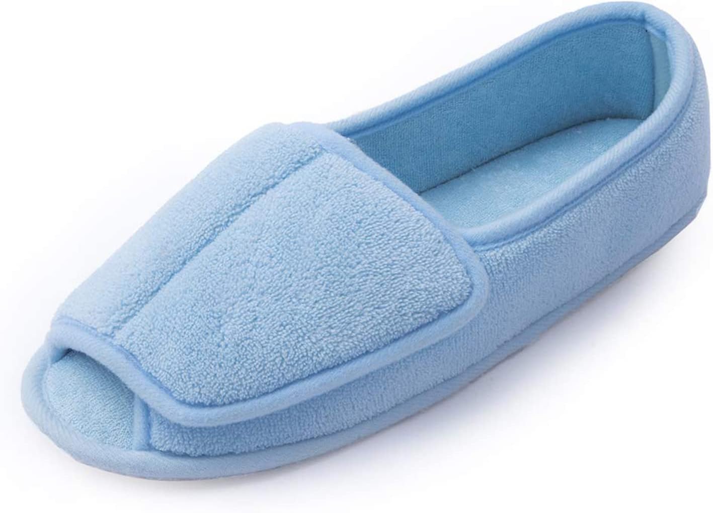 Women Diabetic Slippers/W Arthritis Edema Adjustable Closure Memory Foam House Shoes Open Toe Extra Wide