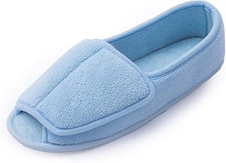 Git-up Women Diabetic Slippers/W Arthritis Edema Adjustable Closure Memory Foam House Shoes Open Toe