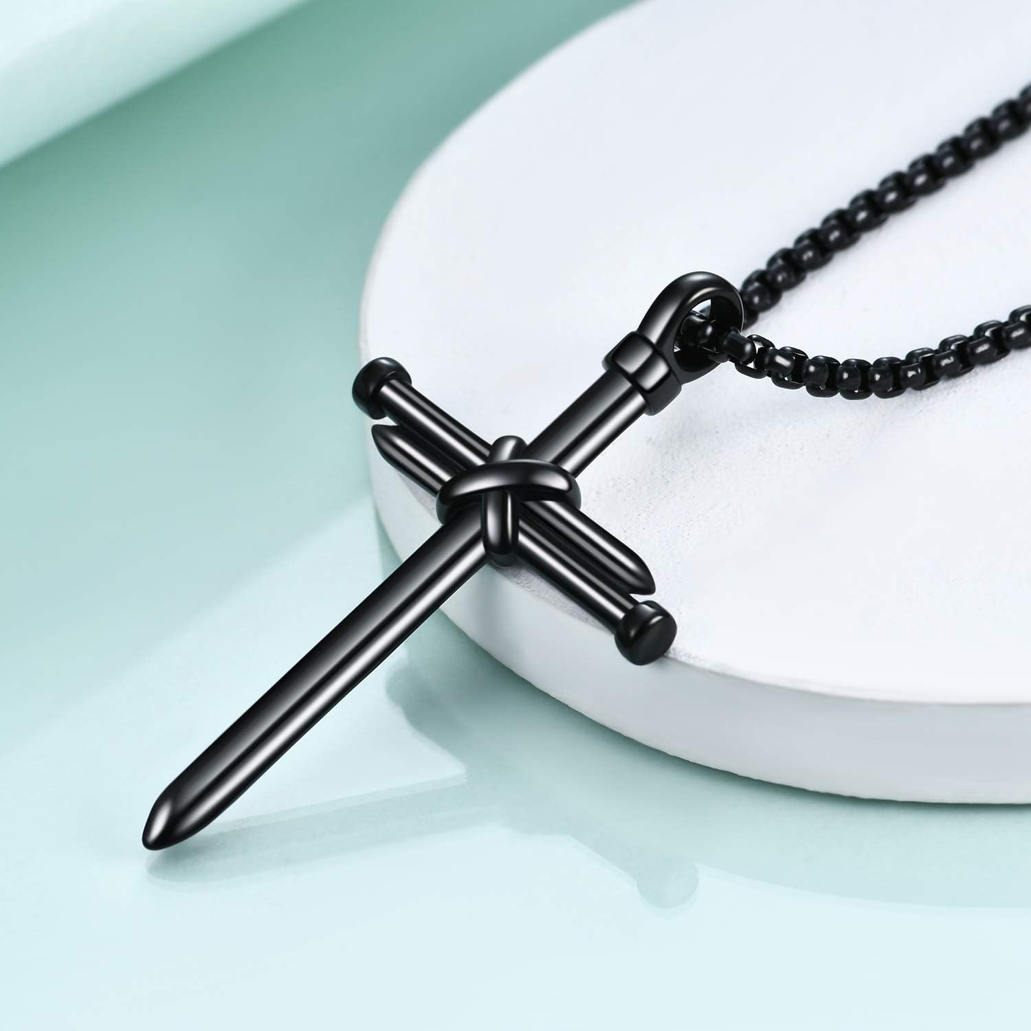 Rnivida Men's Nail Cross Necklace Stainless Steel Cross Pendant Necklace Christian Jewelry Gift for Men - Image 5